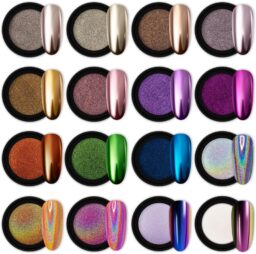 16 Jars chrome nail powder