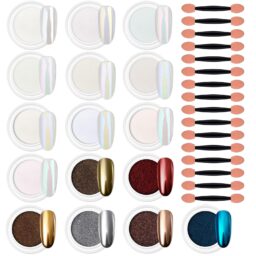Artdone Chrome Nail Powder Magic White Pearl Kit Mirror Effect Silver Metallic Holographic Dip Nail Powder For Resin Craft & Nail Art Decoration