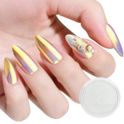 Artdone Gold Aurora Chrome Nail Powder, Iridescent Unicorn Powder Metallic Mirror Effect Pigment Pearlescent Mermaid Pearl Glitter Dust Kit, Nail Art Decoration, Resin Craft