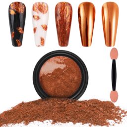 Artdone Chrome Nail Powder, Copper Gold Iridescent Aurora Powder Metallic Mirror Effect Pigment Pearlescent Mermaid Pigment Pearl Glitter Dust Kit, Nail Art Decoration, Resin Craft