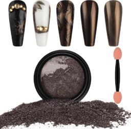 Artdone Chrome Nail Powder, Coffee Color Iridescent Aurora Powder Metallic Mirror Effect Pigment Pearlescent Mermaid Pigment Pearl Glitter Dust Kit, Nail Art Decoration, Resin Craft