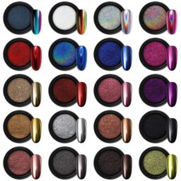 Artdone 20 Jars Chrome Nail Powder Set Metallic Mirror Effect Holographic Aurora Chameleon Pigment 1g/Jar for Nail Art Glitters Gel Polish Supply Mermaid Unicorn Kit